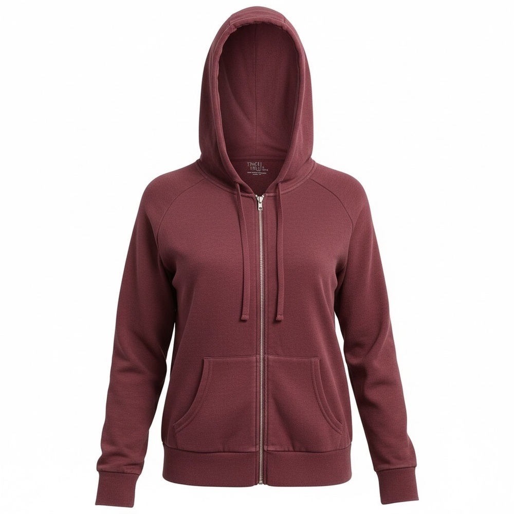 Time and Tru Women's Maroon Zip Up Hoodie, NEW